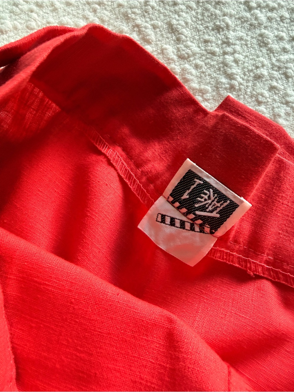 Vintage Bright Red A-Line Skirt with Self Tie - Picture 3 of 3